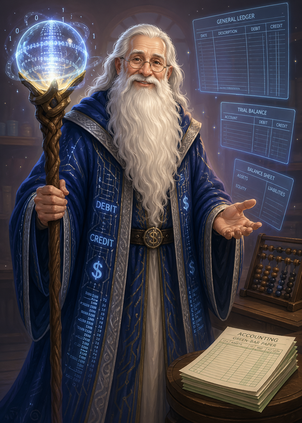 AI accounting wizard concept artwork