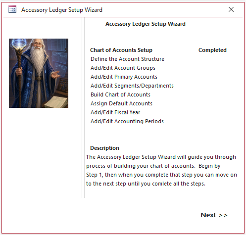 Accessory Accounting ledger setup wizard screenshot